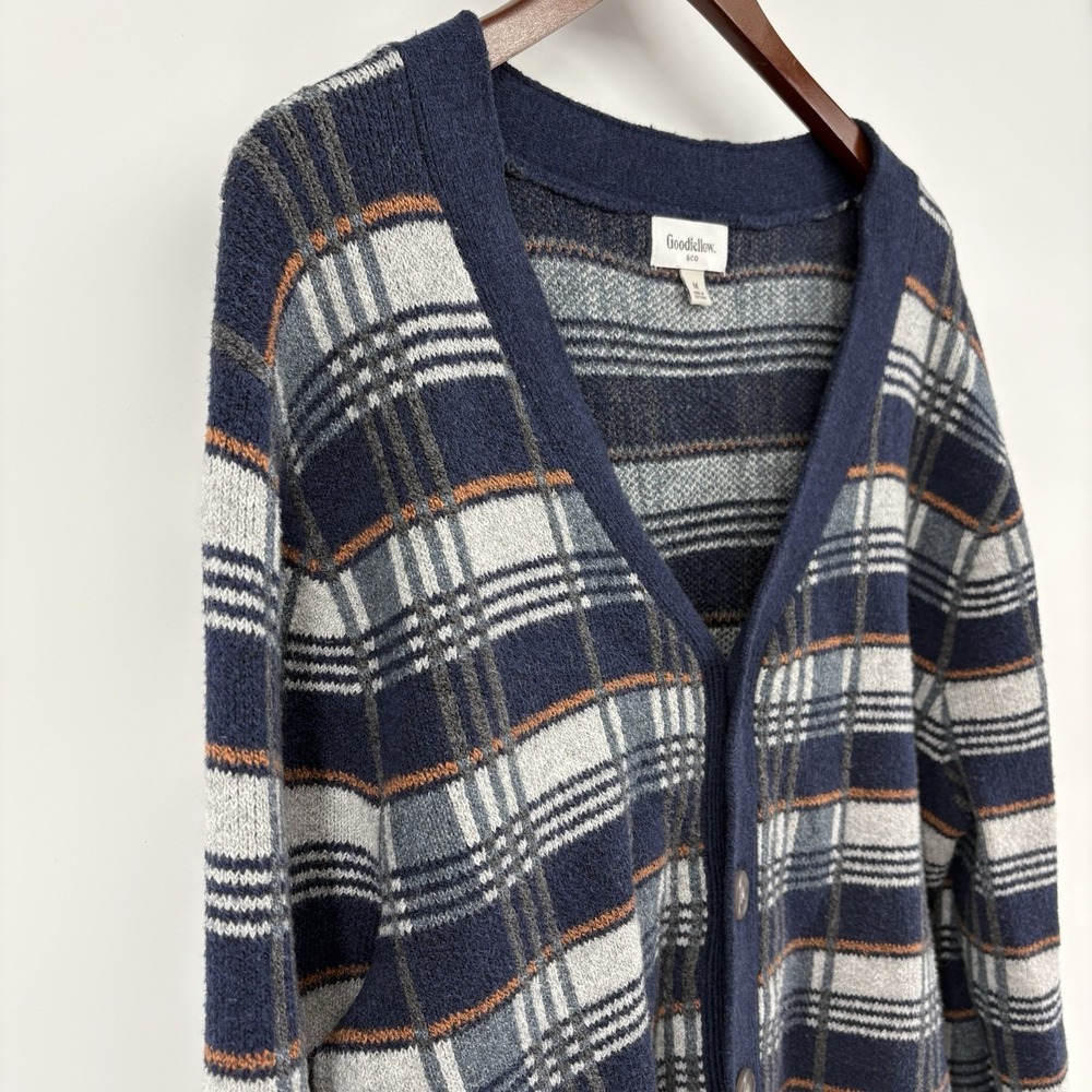 Goodfellow Plaid V-Neck Cardigan Sweater M - Picture 2 of 7